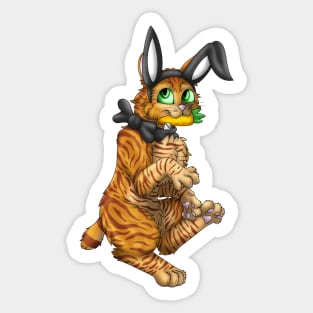 Bobtail BunnyCat: Ginger Tabby (Black) Sticker